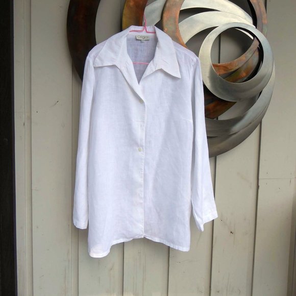 Vintage 100% Linen  White Tunic Blouse, Size S - Picture 1 of 3